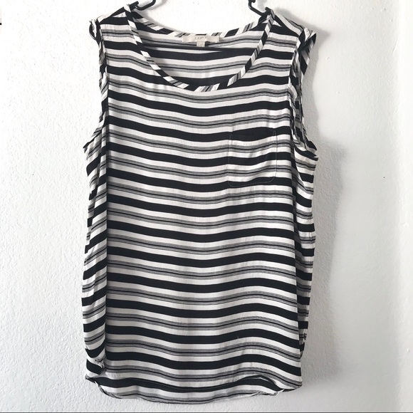 LOFT Tops - LOFT black and white stripe sleeveless blouse L